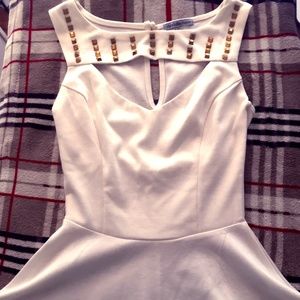 White with Gold Beads Flirty Top